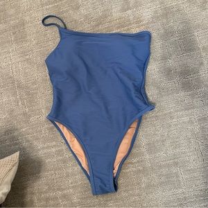 J.Crew NEVER BEEN WORN blue ribbed one piece with one shoulder strap
